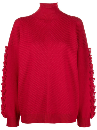 Barrie Rollneck Cashmere Jumper In Red