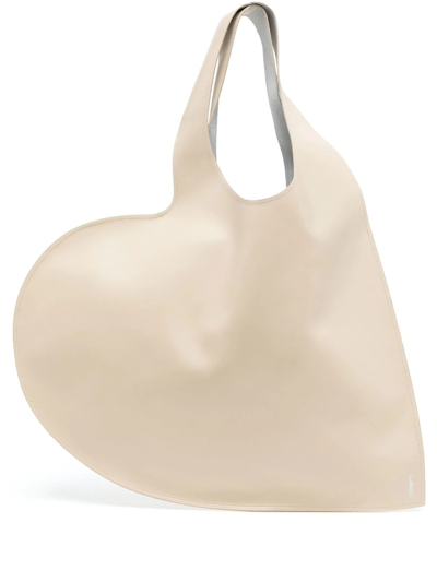 Coperni Heart Logo Detailed Tote Bag In Nude