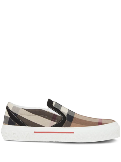 Burberry Curt Slip Ons In Birch Brown