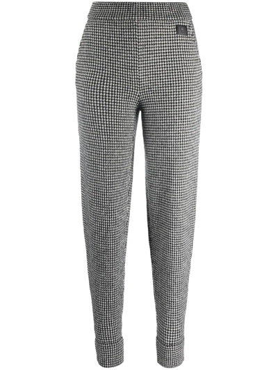 Ralph Lauren Purple Label Houndstooth-pattern Print Trousers In Schwarz