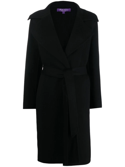 Ralph Lauren Cameo Tied-waistband Coat In Black