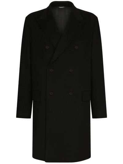 Dolce & Gabbana Wool And Cashmere Double-breasted Coat In Black