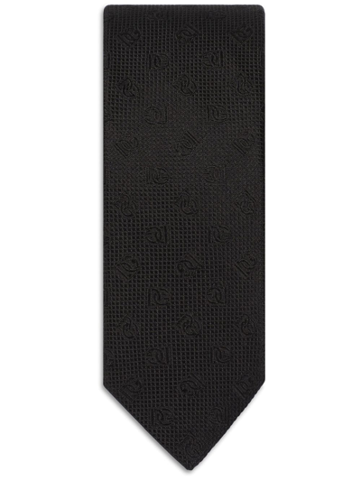 Dolce & Gabbana Jacquard Silk Tie In Black