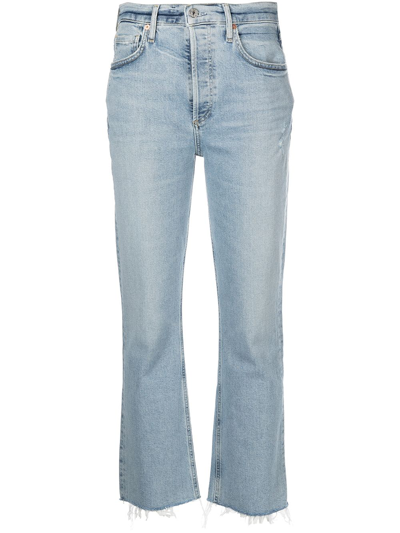 Citizens Of Humanity Isola Cropped Boot-cut Jeans In Blue