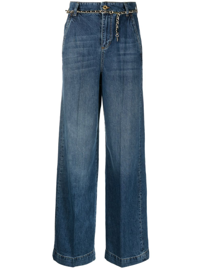 Liu •jo Chain-link Wide-leg Jeans In Blau