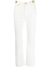 Fendi Logo-plaque Straight-leg Jeans In Weiss