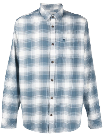 Carhartt Deaver Checked Garment-dyed Brushed Cotton-twill Shirt In Blue