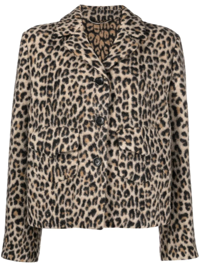 Ermanno Scervino Leopard-print Single-breasted Blazer In Brown