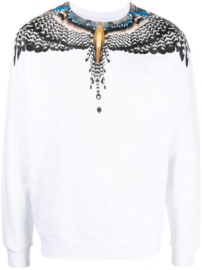 Marcelo Burlon County Of Milan Grizzly Wings Graphic-print Regular-fit Cotton Sweatshirt In White