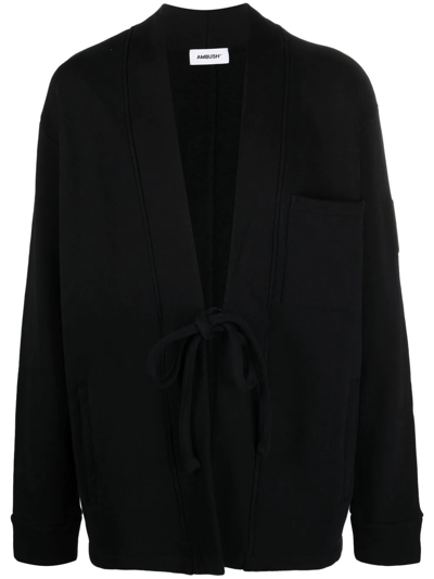 Ambush Tie-front Cotton Cardigan In Black Black