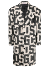 Gcds Monogram-print Single-breasted Coat In Schwarz