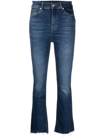 7 For All Mankind Cropped Denim Jeans In Blue