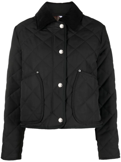 BURBERRY CORDUROY-COLLAR QUILTED CROPPED JACKET