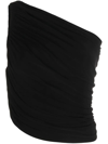 Norma Kamali Diana One-shoulder Ruched Crop Top In Schwarz