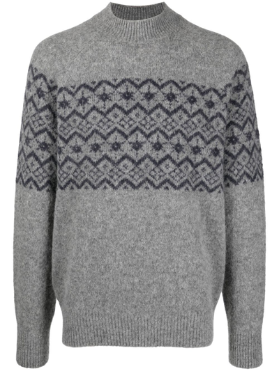Brunello Cucinelli Fair Isle Intarsia-knit Jumper In Grey