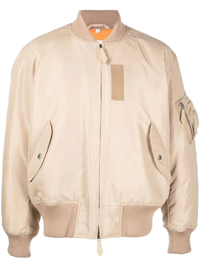 Burberry Graves Sand-coloured Nylon Bomber Jacket In Beige