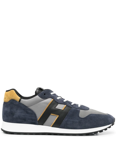 Hogan H383 Panelled Low-top Sneakers In Blue