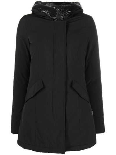 Woolrich Hooded Padded Coat In Black