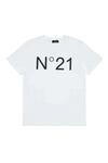 N°21 T-shirt In Cotone Con Logo In Contrasto Colore In Bianca