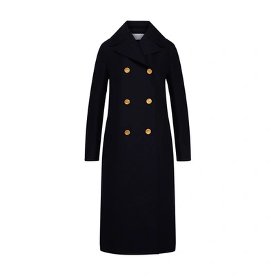 Harris Wharf London Long Coat In Navy Blue