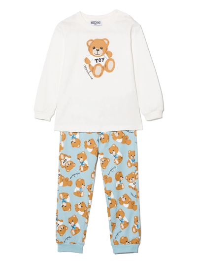 Moschino Babies' Teddy Bear-print Cotton Tracksuit In White