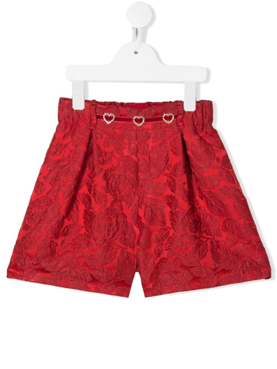 Monnalisa Floral-jacquard Shorts In Red
