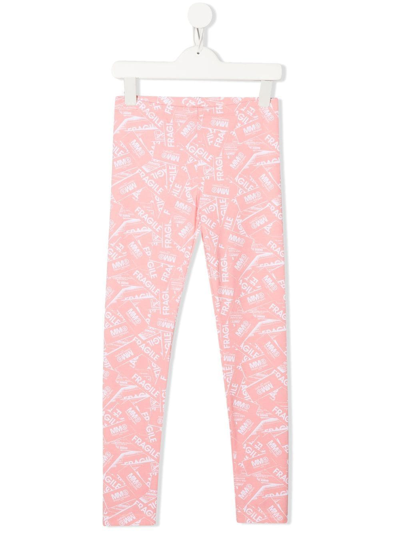 Mm6 Maison Margiela Pantaloni Leggings Rosa Con Stampa Allover In Pink