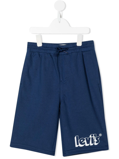 Levi's Kids' Logo-print Track Shorts In 蓝色