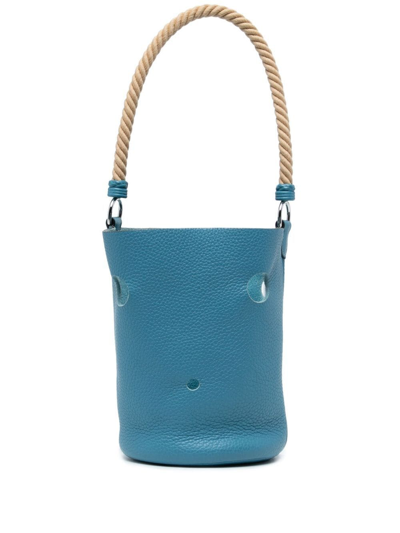 Pre-owned Hermes 2005  Mangeoire Pm Bucket Bag In Blue