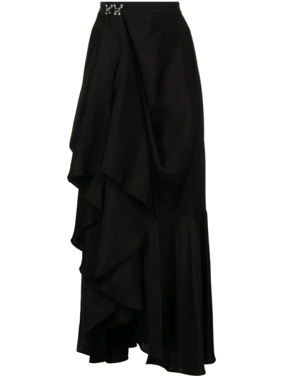 Alexander Mcqueen Hook Detail Asymmetric Draped Skirt In Black