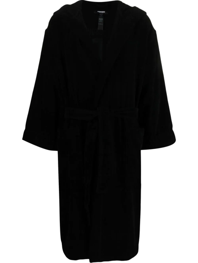 Dsquared2 Long-sleeve Belted Dressing Gown In Black