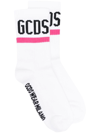 Gcds Ribbed-knit Logo Embroidered Socks In 白色