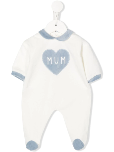 La Stupenderia Mum-print Detail Babygrow In Panna+azzurro