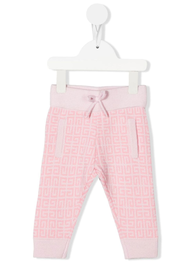 Givenchy Babies' 4g-intarsia Knitted Track Pants In Pink