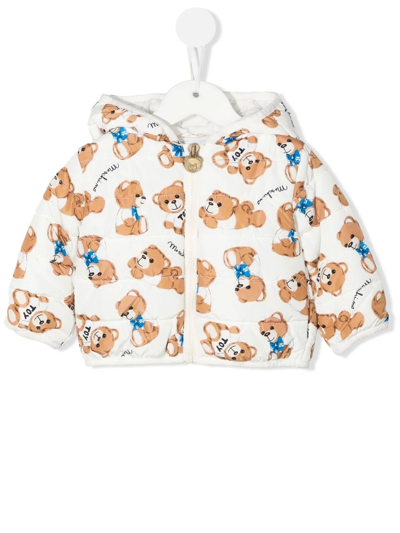 Moschino Babies' Logo-print Padded Jacket In 白色
