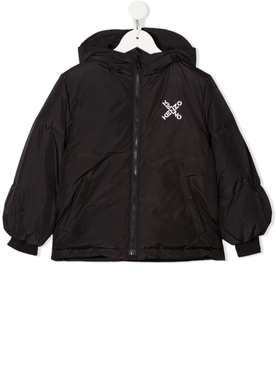 Kenzo Kids' Cross Logo-print Padded Jacket In Black