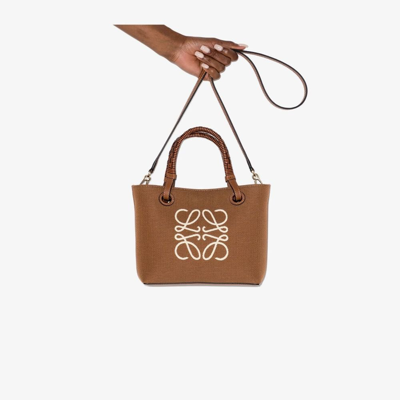 Loewe Brown Anagram Mini Canvas Tote Bag ModeSens