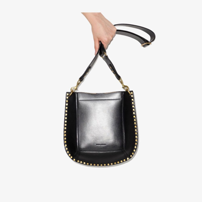 Isabel Marant Black Oskan Studded Leather Crossbody Hobo Bag