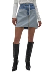 Helmut Lang Inside Out Denim Mini Skirt In Light Wash