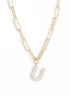 Nadri Pavé Initial Pendant Necklace In Gold - U
