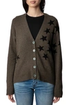 Zadig & Voltaire Mirka Star Cashmere Cardigan In Bronze