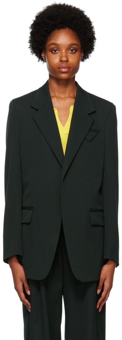 Bottega Veneta Green Belted Blazer In 3413 Inkwell