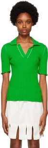 Bottega Veneta Cotton Rib Polo Shirt In Green