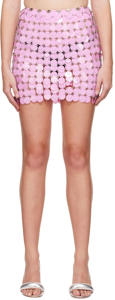 Rabanne Round Sequined Mini Skirt In Pink