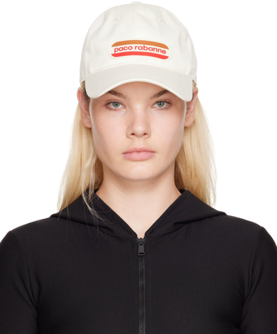 Rabanne Logo Patch Cotton Baseball Hat In Off-white