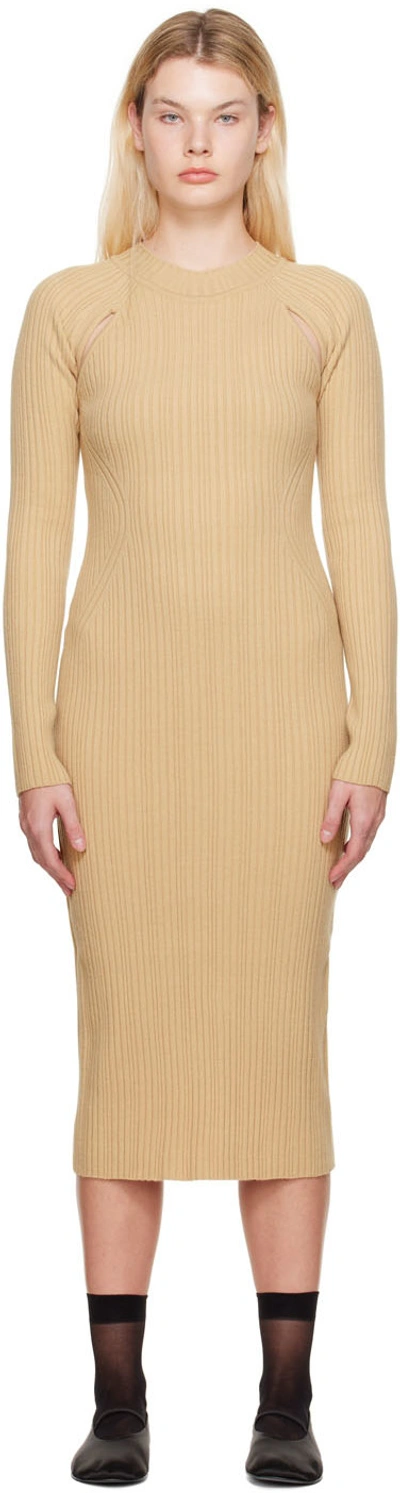 Lvir Beige Cutout Midi Dress