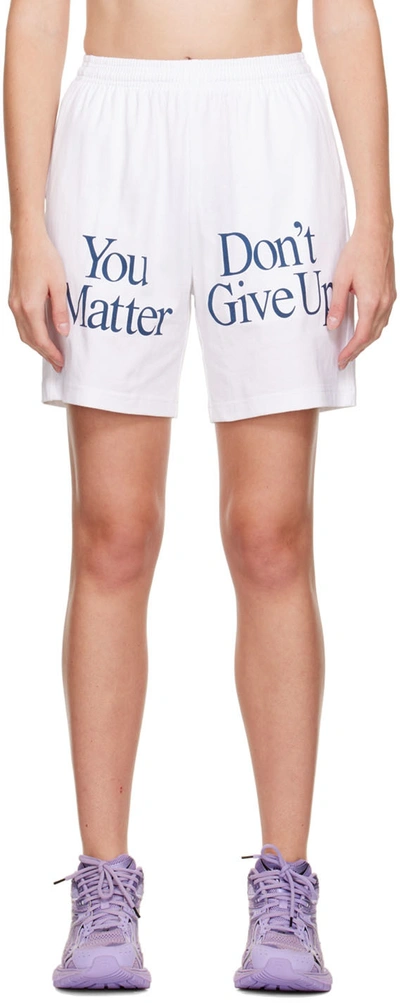 Praying Ssense Exclusive White 'don't Give Up' Shorts