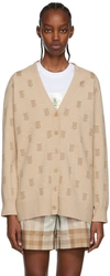 BURBERRY BEIGE WOOL & MULBERRY SILK CARDIGAN