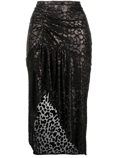 Iro Beatrix Animal-print Skirt In Black Lurex