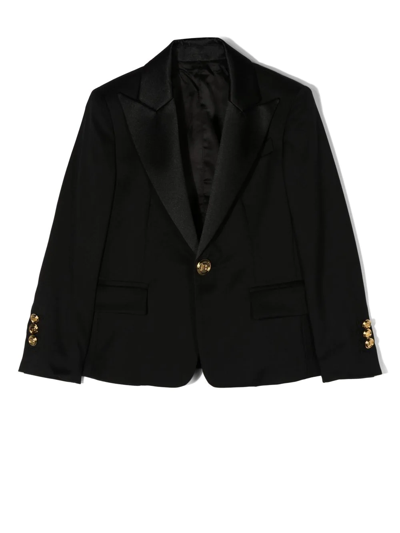 Balmain Kids' Virgin Wool Single-breasted Blazer In Black